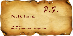 Petik Fanni névjegykártya